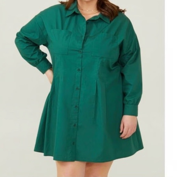 Arula Green Button Down Shirt Dress Julianna  Size X 10 - Picture 7 of 8